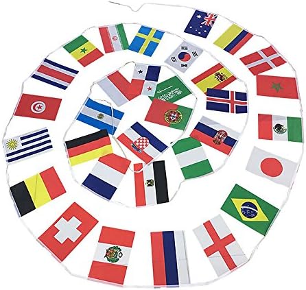 2018 FIFA World Cup Flags, Russia Soccer Football Flag, Extra Large Size 32 Country Flag Bunting 5.5'' x 8.2'' for Bar Party, Fans and Sport Clubs Decorations (14 x 21cm)