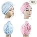 Microfiber Hair Drying Towels, Fast Drying Hair Cap, Long Hair Wrap,Absorbent Twist Turban, Pink,Light Blue (2 pack) …