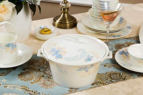 WEHOLY Servizio da tavola Europeo per la Cena in Rilievo Dorato Fatto a Mano in Rilievo Fiore Blu con Set da caffè (n. 6… - immagine 5