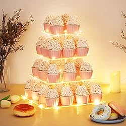 4 Tier Cupcake Stand with LED String Light, Acrylic