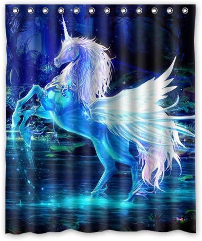 sparkling crystal unicorn Custom Polyester Fabric Shower Curtain 60x72 Inch Bath Curtains