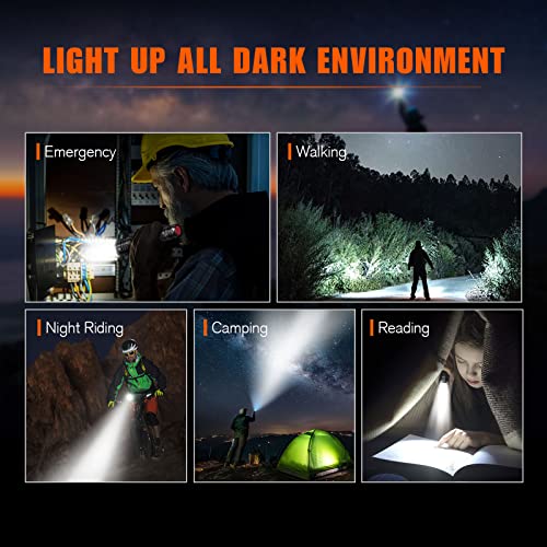 GEARLITE LED Torch Extremely Bright Pack of 2, Aluminium 4000 Lumen LED Torch Battery Operated with 5 Modes, IP65 Waterproof Handheld Lamp Zoomable for Camping, Hiking, Outdoor, Emergency, Gift