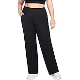 POVTY Women's Plus Size Wide Leg Pants High Waist Loose Stretch Lounge Pants with Pockets Casual Yoga Work Sweatpants