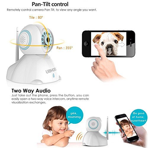IP Camera, UOKOO 720P WiFi Security Surveillance Camera with Pan/Tilt and P2P Audio, IP Webcam with Microphone, Nanny Cam with Night Vision C42