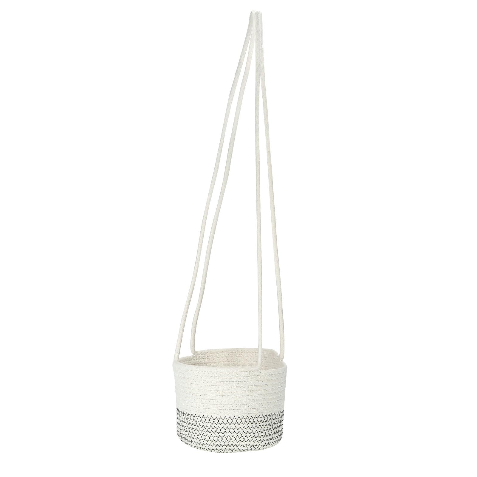 PATIKIL Hanging Planter Basket Indoor, 1 Pack Woven Macrame Plant Basket with 28" Hanging Rope for Outdoor Home Decor Storage Organizer, White