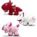 DG Kids 3 Pack Baby Stuffies Soft Plush Stuffed Animal Toys with Storage Pockets Cat Pig Dragon