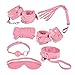 AKStore 7PCS Bed Sex Bondage System Set Bed Restraints Kit Leather Ankle Cuffs Set for Male Female Couple (Pink)