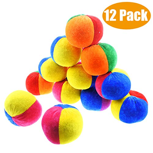 Jyongmer 12 Pack Soft Velvet Hacky Sacks - 3 Colors Footbag Bulk, Fun Carnival Toy Balls for Halloween Party Decoration and Bean Bag Toss Game