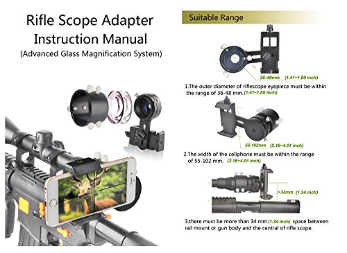 Landove Rifle Scope Smartphone Mounting System Smart Shoot Scope Mount Adapter for Gun Scope Airgun Scope Display Record The Hunt Via The Phone - Advanced Glass Magnification System Adapter