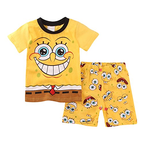 Meteora Boys Pajamas Kids Short Sets 100% Cotton Clothes Cartoon Sleepwears (Spongebob, 5-6T)
