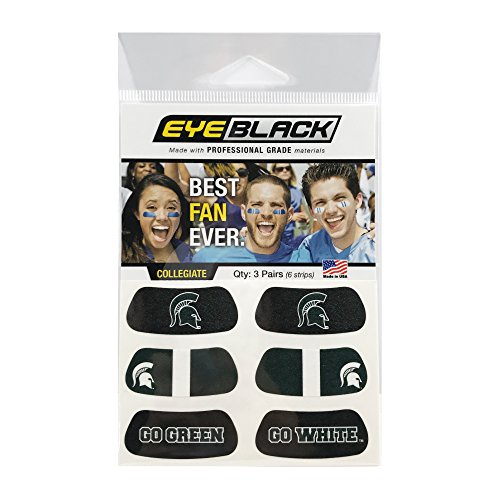 EyeBlack Michigan State Spartans Anti Glare Stickers, Great for Fans and Athletes on Game Day, 3 Pair