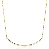 SLUYNZ Solid 925 Sterling Silver Minimalist Bar Choker Necklace for Women Teens Curved Tube Bar Pendant Necklace