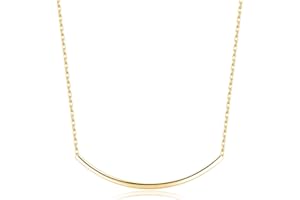 SLUYNZ Solid 925 Sterling Silver Minimalist Bar Choker Necklace for Women Teens Curved Tube Bar Pendant Necklace