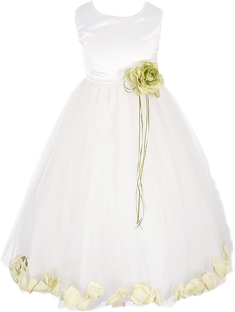 flower girl dress with petals in skirt