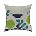 CaliTime Canvas Throw Pillow Cover Case for Couch Sofa Home Decoration Floral Cartoon Shadow Bird Silhouette 18 X 18 Inches Natural Ground Navy Bird