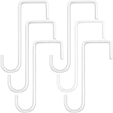ESFUN 6 Pack 2 x 6 inch Vinyl Fence Hooks Patio Hooks White Powder Coated Steel Hangers fits Easily for Indoor &amp; Outdoor Hanging Lights, Plants &amp; Planters, Bird Feeder, Pool Equipment