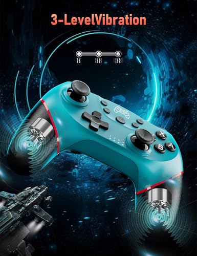 Diswoe Switch Controller, Bluetooth Pro Controller with Hall Joystick, Gamepad for Switch/Switch 2/Lite/OLED with Wake up, Vibration, Turbo, Adjustable, Gyro Axis