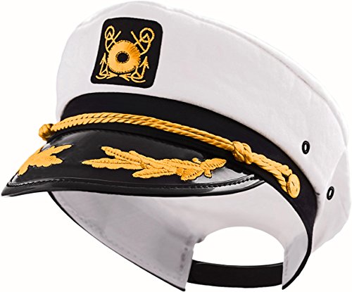 Kangaroo Kangaroo s Adjustable Adult Captain s Yacht Cap, White