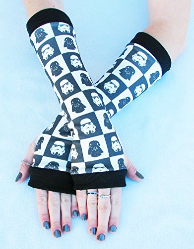 Black White Checkered Arm Warmers gloves Cosplay