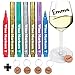 Vaci Markers Wet Erase Glass Markers - 7 Pack - 7 Metallic Wine Pens for Glasses Washable with 4 Wine Glass Charms - Drink Markers for Glasses - Great for Parties and Weddings