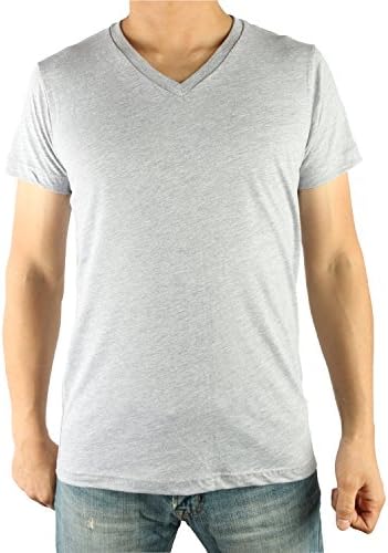 Men's Short Sleeve V-neck t-Shirt MADE in USA - Heather Grey, X-Large