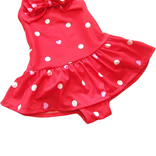 Taiycyxgan Baby Toddler Girls One-Piece Swimsuit Bowknot Spots Swimwear With Headbands,Small / 1-2 Years,Red - Thumbnail 4