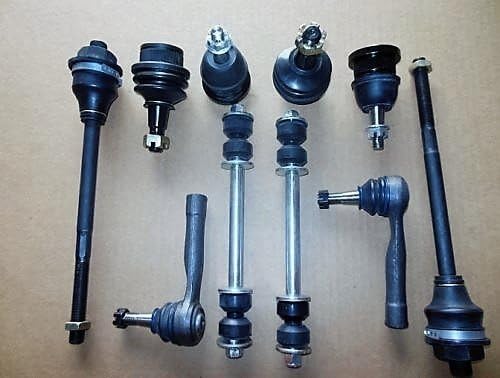 Kit of 10 Pcs. Aftermarket replacements 2 Upper 2 Lower Ball joints 2 Inner 2 Outer Tie Rod Ends 2 Front Sway Bar Links Right and Left Side 4WD vehicles
