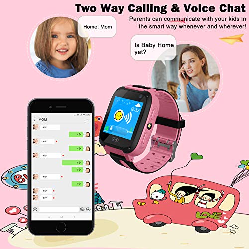 Kids Smart Watch Phone smartwatches for Children with LBS Tracker sim Card Anti-Lost sos Call Boys and Girls Birthday Compatible Android iOS Touch Screen Voice Chat Remote Camera - Thumbnail 4