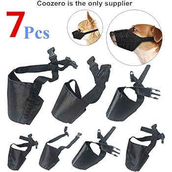 Dog Muzzles Suit, 7 PCS Anti-Biting Barking Pet Muzzles Adjustable Dog Muzzle Mouth Cover for Small Medium Large Extra Dog - Black