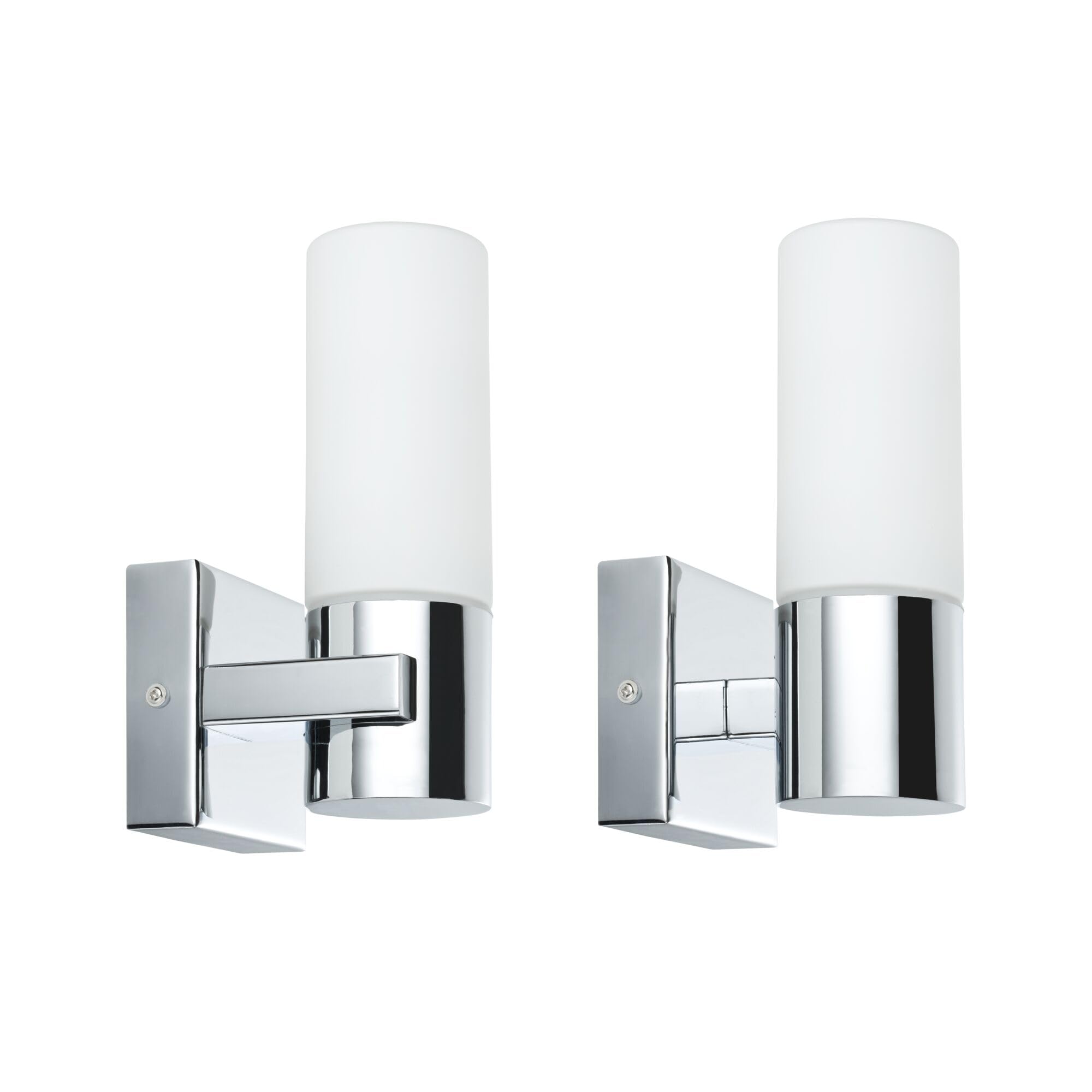 Paulmann 70354 Gemini Wall luminaire Wall Spotlight IP44 Without lamp E14 Base max. 2x20W Hallway Light 2-Pack Wall luminaire Chrome Satin Metal Glass