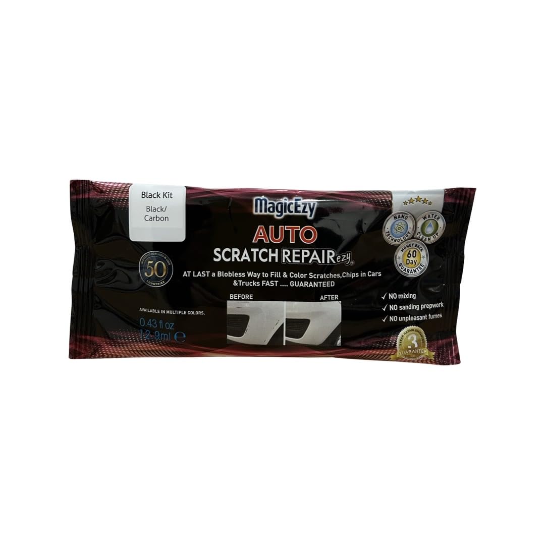MagicEzy Auto Scratch RepairEzy - Easy Car Paint Scratch Repair - All Makes and Models - Plus Fibreglass Car Scratch Repair Too - No Need for Factory Colour Match (Black Kit)