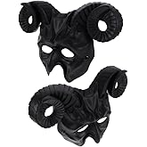 Abaodam 2 Pcs Animal Horns Masks Half Face Devil Mask for Carnival Cosplay Halloween Decor Prop Musical Party