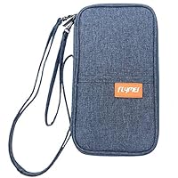 FLYMEI Travel Wallet Passport Holder, Family Passport Holder with Hand & Neck Strap Travel Wallet Organizer RFID Blocking Document Organizer Bag Ticket Holder for Women/Men