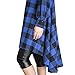 olrain Womens Plaids V Neck Long Sleeve Irregular Hem Casual Shirt Dress Large Blue
