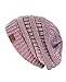 NYfashion101 Exclusive Unisex Two Tone Warm Cable Knit Thick Slouch Beanie Cap, Lilac/Dark Beige