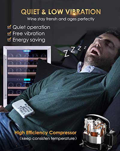 Amaste-Wine-Fridge-51-Bottle-Dual-Zone-Wine-Cooler-24-Bulit-in-or-Freestanding-Wine-Refrigerator-with-Double-Pane-Anti-UV-RaysAnti-frost-Tempered-Glass-Door-Quiet-Compressor-Wooden-Shelves-Blue-LED-Li