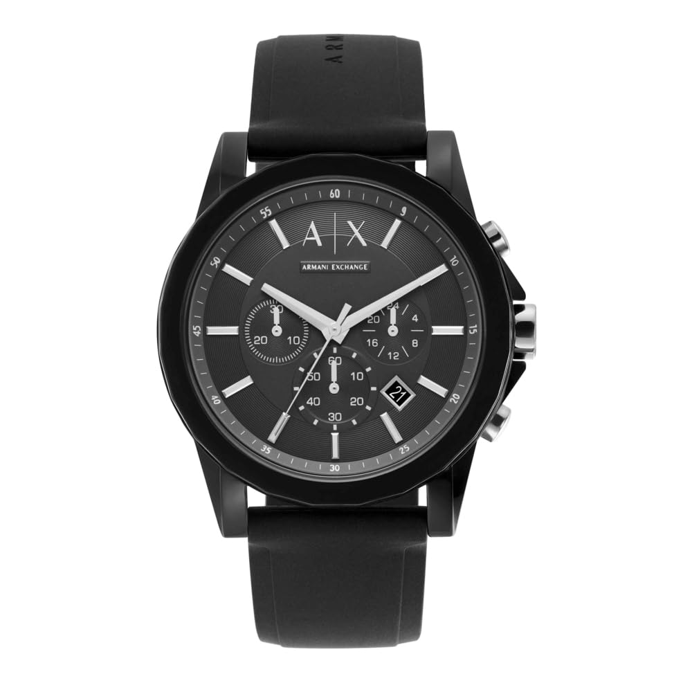 ARMANI EXCHANGE Outerbanks Unisex Quartz Watch with Black Dial and Black Silicone Strap AX1326 — image 1