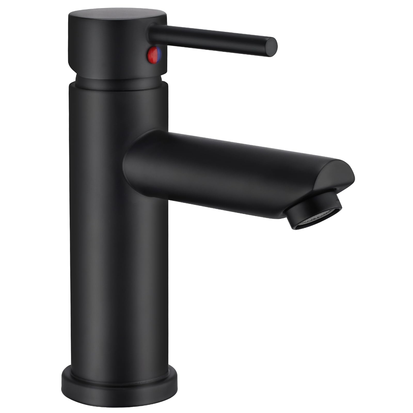 Peppermint Basin Taps Matte Black Bathroom Taps Mono Single Lever Basin Mixer Tap Bathroom Sink Tap with Hot and Cold Hoses