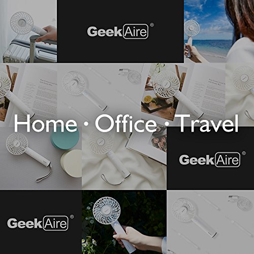 Battery Operated Fan, GeekAire Mini Portable Handheld Rechargeable Cordless Fan, Rechargeable Battery or USB Powered, 5 Speeds, Portable Design for Outdoor, Travel, Office - Black & 4 inch - Thumbnail 4