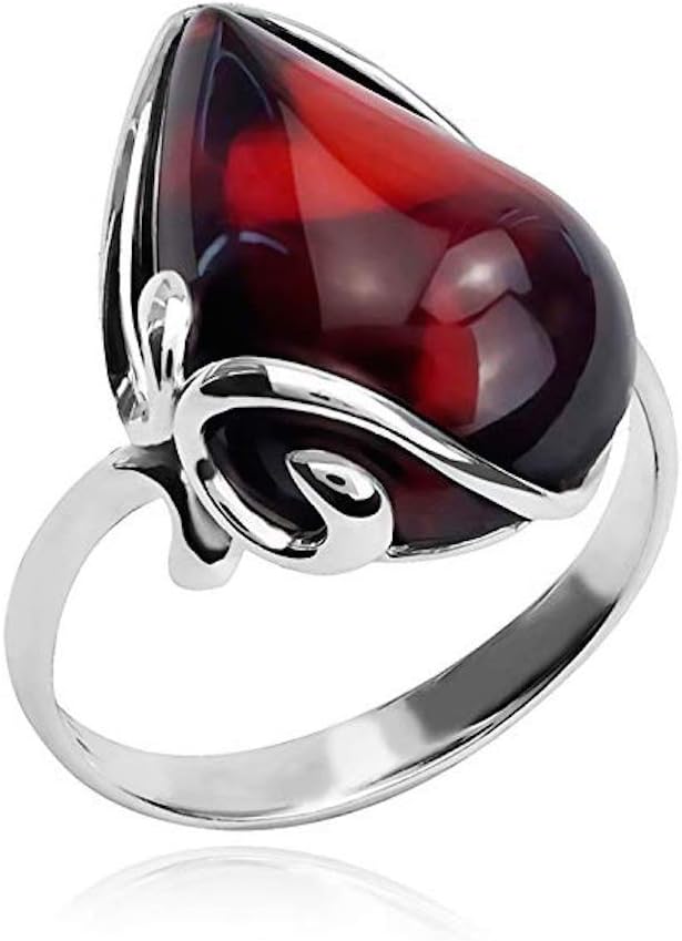 Ian and Valeri Co.Black Cherry Amber Sterling Silver Ring