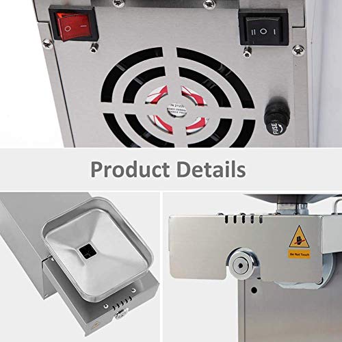 Rbaysale Hot/Cold Oil Press Machine Automatic Oil Extractor Machine Organic Oil Expeller for Peanut Sunflower Seed and Other Oil Crops Stainless Steel Oil Press