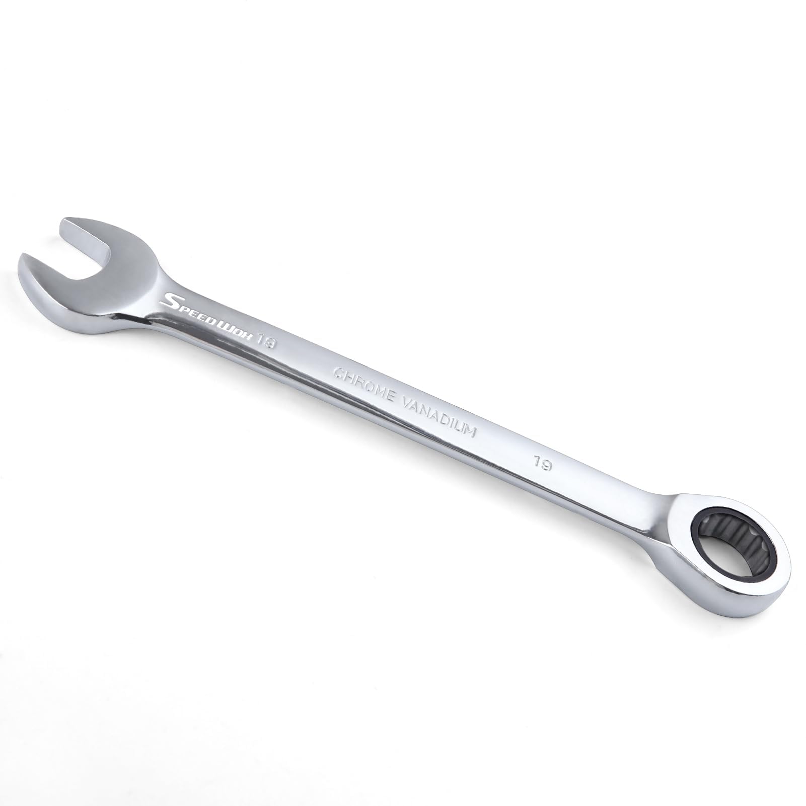SPEEDWOX 19mm Ratchet Wrench 72 Teeth Ratchet Wrench Industrial Grade Gear Spanner with 12-Point Design Box End Head 72-Tooth Ratcheting Combination Wrench Spanner for Projects with Tight Spaces