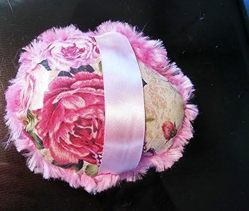 Victorian Rose with Silky Hot Pink Ribbon & Fabric Fleece Powder Puff for Dusting Powder