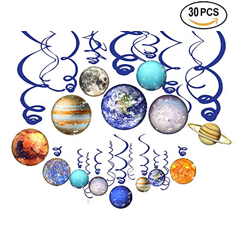 Cocobee Solar System Hanging Swirl Decorations Planets Decorations Birthday Party Streamers Space Themed Party Supplies For Birthday Baby Shower (30 PCS)