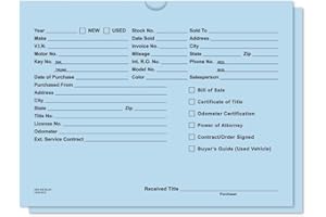 MICRO TEC Car Dealer Vehicle Deal Jackets DSA-546-12 x 9 Printed 32# Kraft Paper Auto Deal Jackets for Vehicle Paperwork Orga