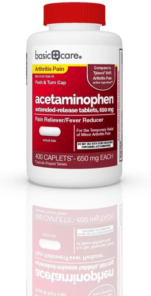  Basic Care Acetaminophen Extended-Release Tablets, 650 mg, Arthritis Pain, 400 Count: Health & Personal Care