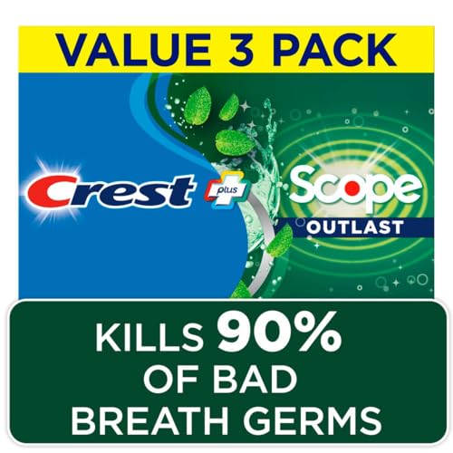 CREST COMPLETE WHITENING + SCOPE, LONG LASTING MINT TOOTHPASTE, TRIPLE PACK (3 COUNT OF 5.4 OZ TUBES), 16.2 OZ