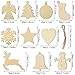 Blulu 100 Pieces Christmas Wooden Ornaments Star Round Wood Slices Wood Snowflake Angel Shape Christmas Tree Hanging Embellishments with 100 Pieces Cords (Style 1)