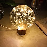 LED Night Light Lamp, LPHUS USB Rechargeable Home Light Lamp with Beech Wood Holder - Excellent Mood Night Lamp for Room Decoration