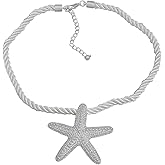 MarveBard Starfish Necklace for Women Chunky Starfish Pendant Necklace Gold Silver Bohemia Star Charm Choker Necklace Adjustable Summer Beach Ocean Jewelry
